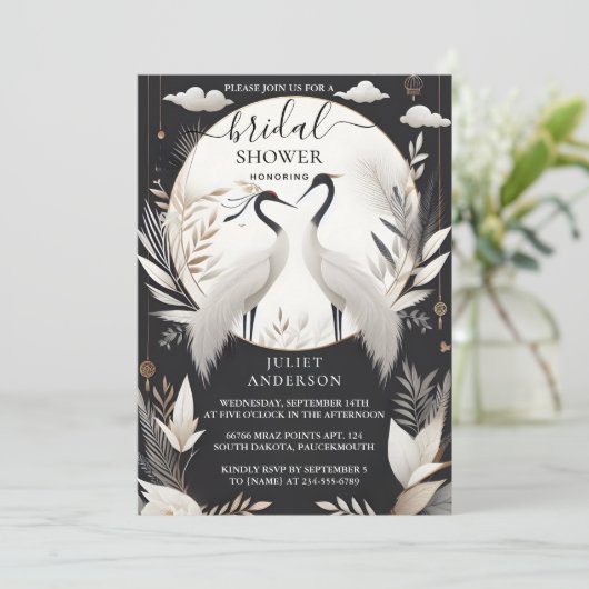 Be Feather Aziatisch Sky Cloud Crane Fun Vrijgezel Kaart (Staand voorkant)