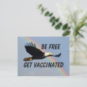 Be Free Get Vaccinated Flying American Bald Eagle Briefkaart (Staand voorkant)