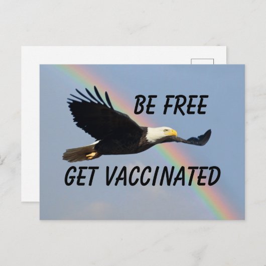 Be Free Get Vaccinated Flying American Bald Eagle Briefkaart (Voorkant / Achterkant)