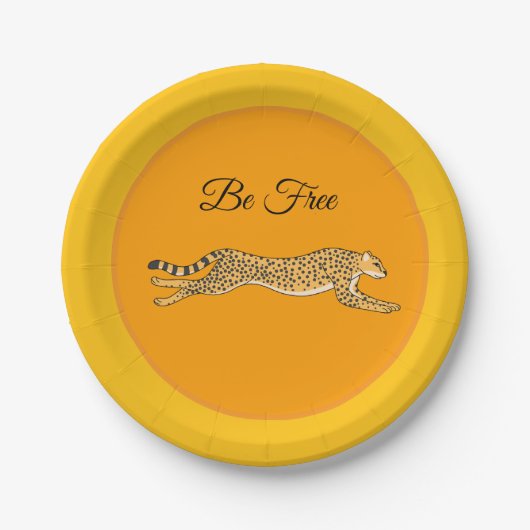 Be Free Running Cheetah Paper Plates Papieren Bordje (Voorkant)