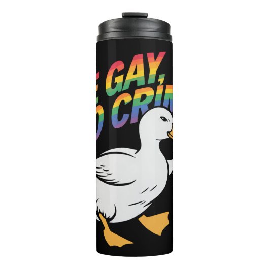 Be Gay Do Crime Funny Goose Rainbow Pride LGBTQ Thermosbeker (Voorkant)