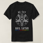 Be Gay Hail Satan Homoseual Occult Goat Head  T-shirt (Design voorkant)