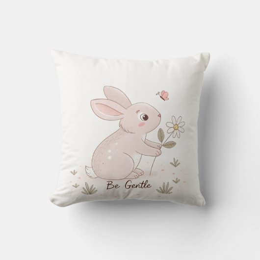 Be Gentle Baby Bunny – Minimalist Scandinavian Kussen (Voorkant)