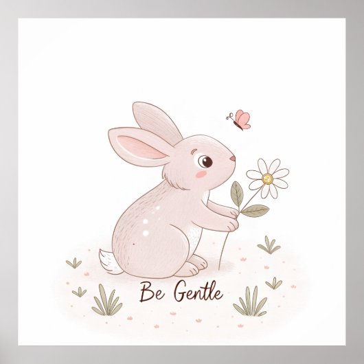 Be Gentle Baby Bunny – Minimalist Scandinavian Poster (Voorkant)