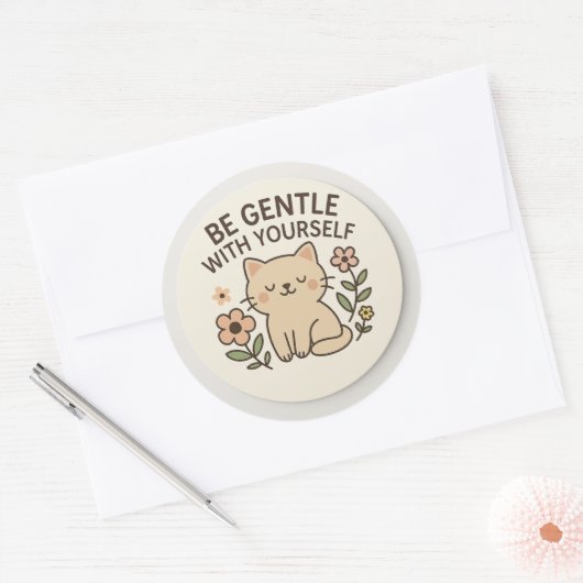 Be Gentle With Yourself Cat Sticker (Envelop)
