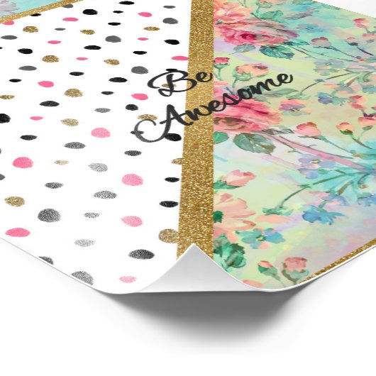  "be Geweldige" citaat bloemoraal abstract ontwerp Foto Afdruk (Hoek)