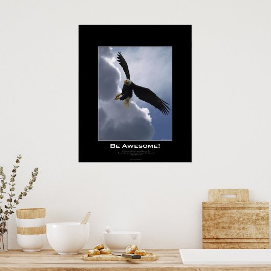 BE GEWELDIGE Flying Bald Eagle Motivatie Poster (Keuken)