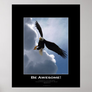 BE GEWELDIGE Flying Bald Eagle Motivatie Poster