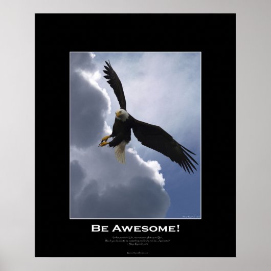 BE GEWELDIGE Flying Bald Eagle Motivatie Poster (Voorkant)