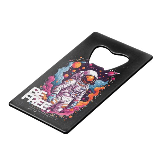 BE GRATIS Astronaut ontwerp Creditkaart Flessenopener (Voorkant Gekanteld)