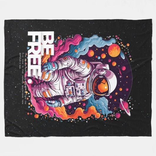 BE GRATIS Astronaut ontwerp Fleece Deken (Voorkant (Horizontaal))