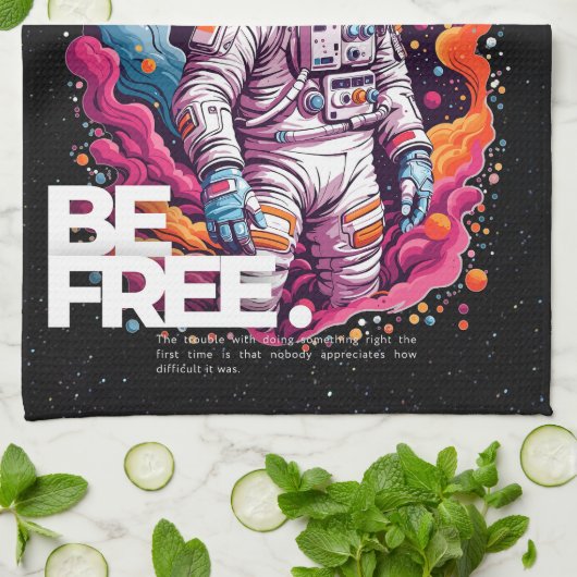 BE GRATIS Astronaut ontwerp Theedoek (Gevouwen)