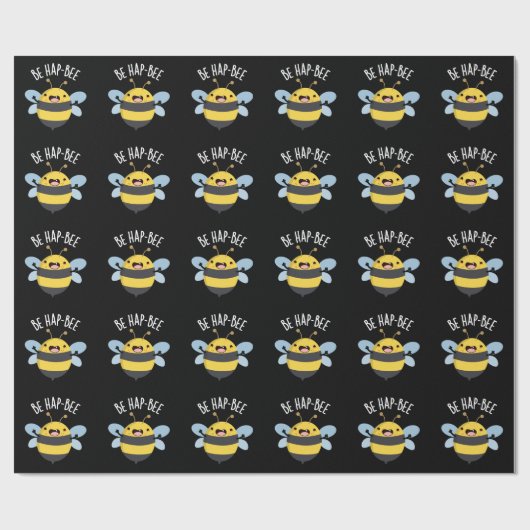 Be Hap-bee Funny Bee Pun Dark BG Cadeaupapier (Vlak)