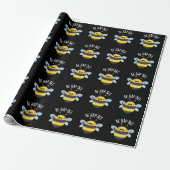 Be Hap-bee Funny Bee Pun Dark BG Cadeaupapier (Uitgerold)