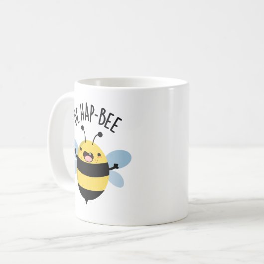 Be Hap-Bee Funny Bee Pun Koffiemok (Voorkant links)