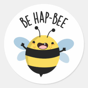 Be Hap-Bee Funny Bee Pun Ronde Sticker