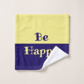 Be Happy Bath Towels (Butter Yellow & Navy Blue) Bad Handdoek (Wasdoekje)