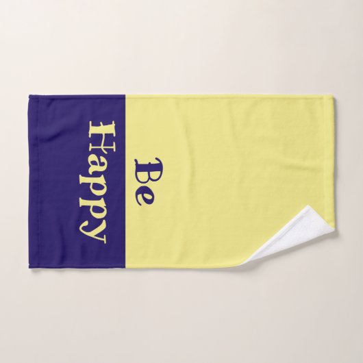 Be Happy Bath Towels (Butter Yellow & Navy Blue) Bad Handdoek (Handdoek)