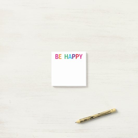 Be Happy Bright Meerkleurig 3 x 3 Post-it® Notes (Op bureau)