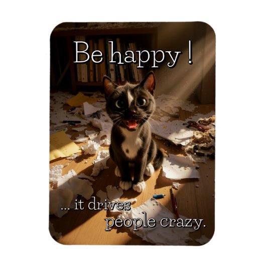 Be Happy Cat – Paper Mess Edition aangekondigd Magneet (Verticaal)