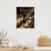 Be Happy Cat – Paper Mess Edition aangekondigd Poster (Keuken)