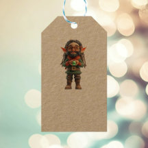 Be Happy Christmas Elf Kraft Gift Labels