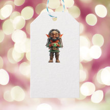 Be Happy Christmas Elf White Gift Labels