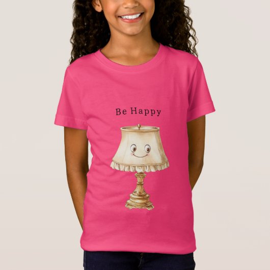 Be Happy Cute Smiling Lamp T-shirt (Voorkant)