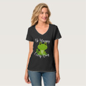 Be Happy Every Day Cute Frog Graphic Motivational T-shirt (Voorkant volledig)