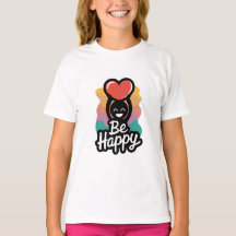 Be Happy Girls’ T-shirt – Schattigee positieve boo