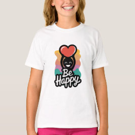 Be Happy Girls’ T-shirt – Schattigee positieve boo