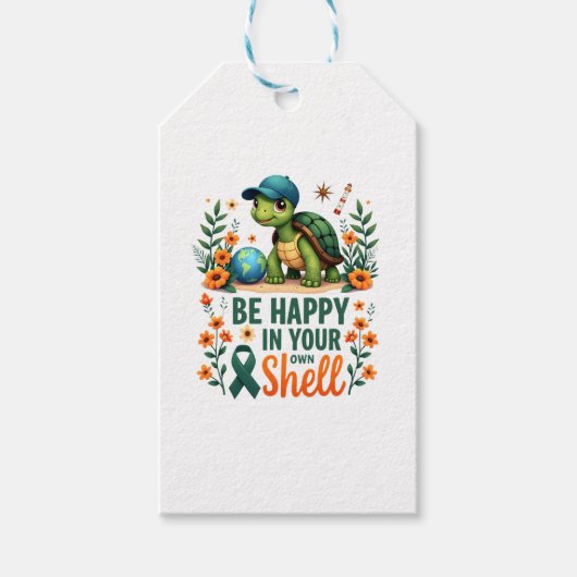 Be Happy In Your Own Shell Turtle Autism Awareness Cadeaulabel (Voorkant)