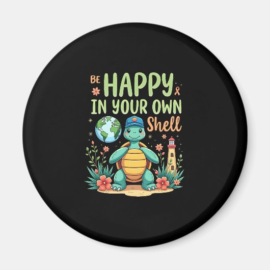 Be Happy In Your Own Shell Turtle Autism Awareness Magneet (Voorkant)