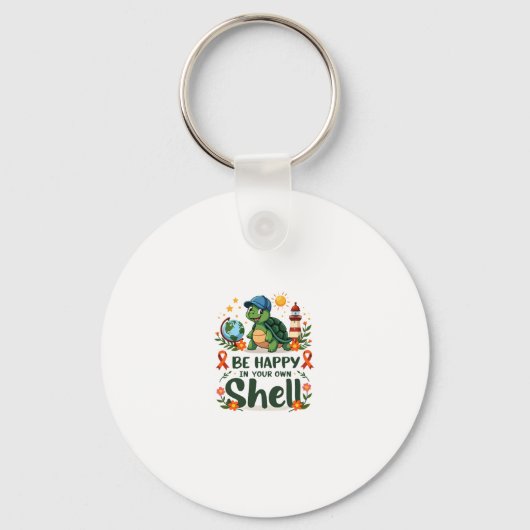 Be Happy In Your Own Shell Turtle Autism Awareness Sleutelhanger (Voorkant)