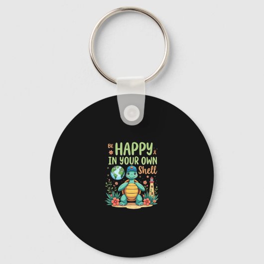 Be Happy In Your Own Shell Turtle Autism Awareness Sleutelhanger (Voorkant)