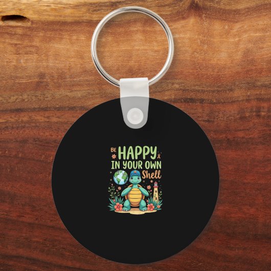 Be Happy In Your Own Shell Turtle Autism Awareness Sleutelhanger (Voorkant)