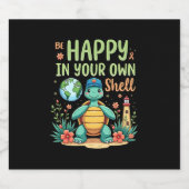 Be Happy In Your Own Shell Turtle Autism Awareness Sparkling Wijnetiket (Enkel label)