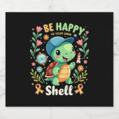Be Happy In Your Own Shell Turtle Autism Awareness Sparkling Wijnetiket (Enkel label)