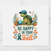 Be Happy In Your Own Shell Turtle Autism Awareness Sparkling Wijnetiket (Enkel label)