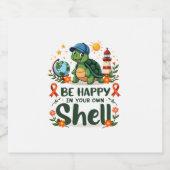 Be Happy In Your Own Shell Turtle Autism Awareness Sparkling Wijnetiket (Enkel label)