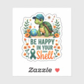 Be Happy In Your Own Shell Turtle Autism Awareness Sticker (Vel)