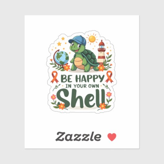 Be Happy In Your Own Shell Turtle Autism Awareness Sticker (Vel)