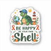 Be Happy In Your Own Shell Turtle Autism Awareness Sticker (Voorkant)