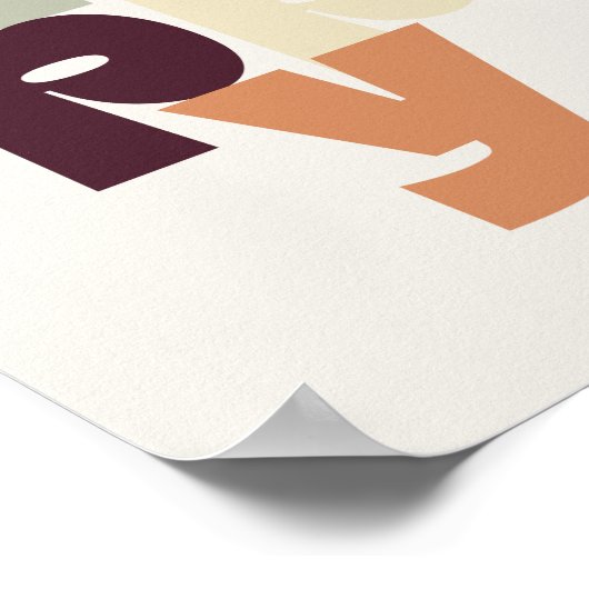 BE HAPPY Poster – Retro Bold Lettering Wall Art (Hoek)