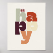 BE HAPPY Poster – Retro Bold Lettering Wall Art (Voorkant)