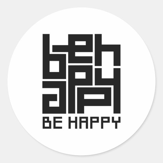 Be happy ronde sticker (Voorkant)
