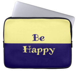 Be Happy Tablet Hoesje (Butter Yellow & Navy Blue) Laptop Sleeve