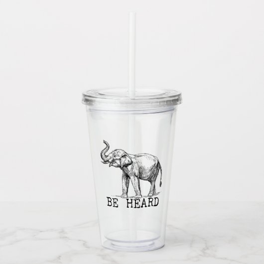 Be Heard Cute Elephant Acryl Drinkbeker (Voorkant)
