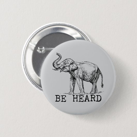 Be Heard Cute Elephant Ronde Button 5,7 Cm (Voorkant /achterkant)