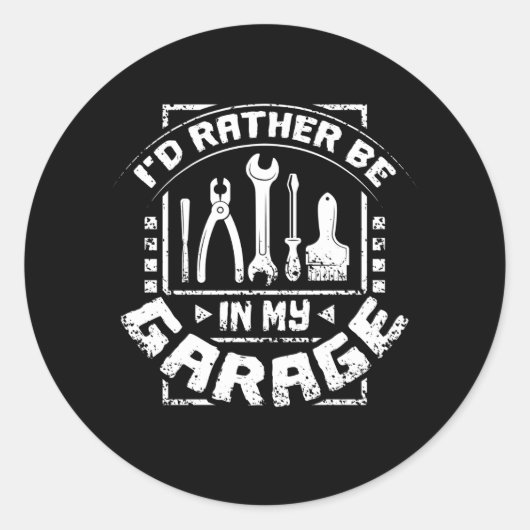 Be In My Garage Ronde Sticker (Voorkant)